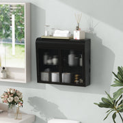 2-Door Wall-Mounted Metal Storage Cabinet with Tempered Glass Doors & Shelves for Bathroom, Kitchen, Living Room & Office
