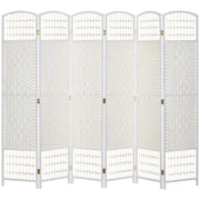 6 Panel Room Divider, Folding Privacy Screen, 5.6' Room Separator, Wave Fiber Freestanding Partition Wall Divider for Rooms, Home, Office, White