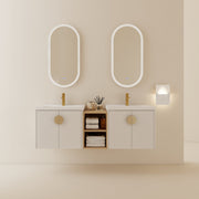 60 Inch Soft Close Doors Bathroom Vanity With Sink, and A Small Storage Shelves.BVC06360GWH