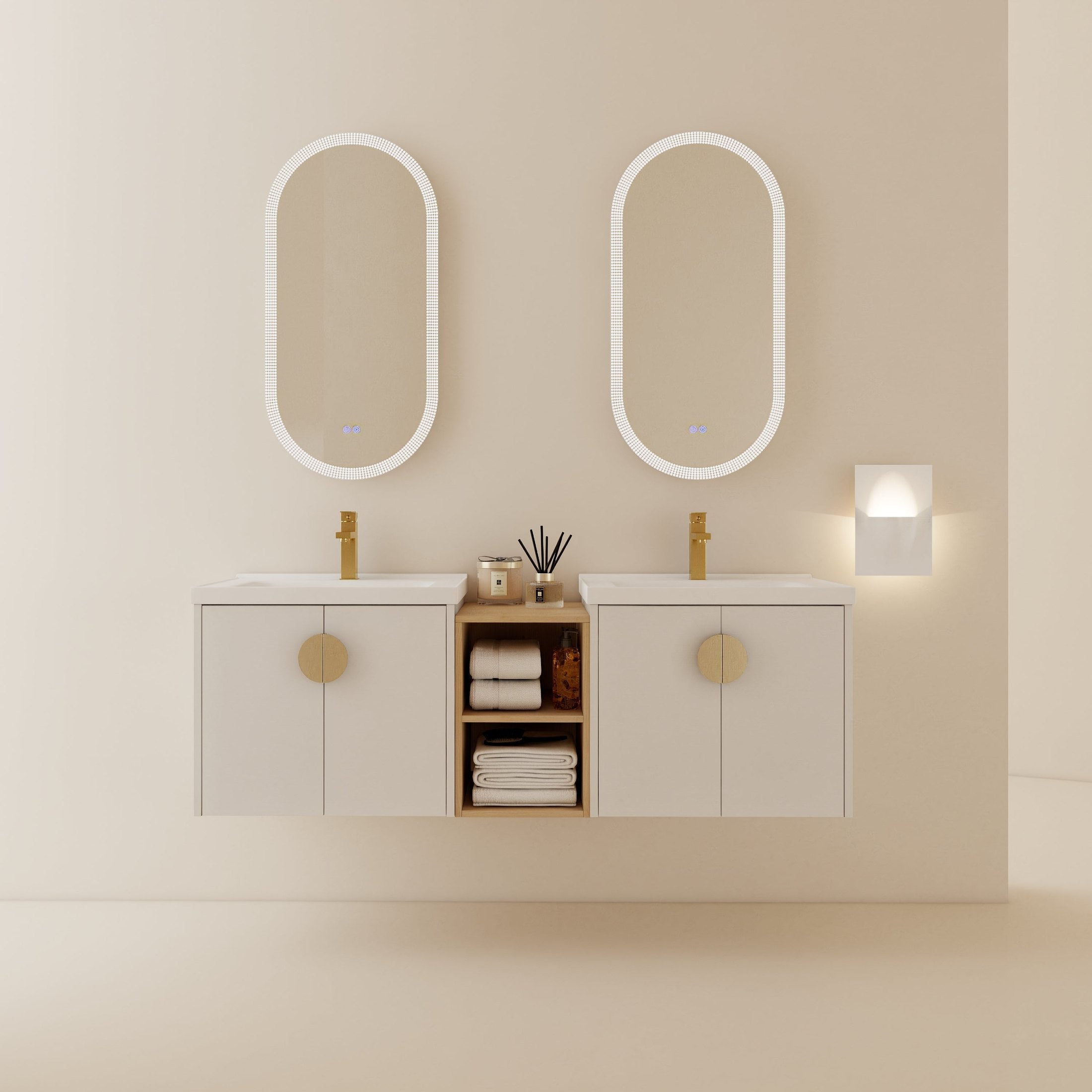 60 Inch Soft Close Doors Bathroom Vanity With Sink, and A Small Storage Shelves.BVC06360GWH