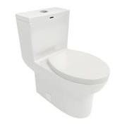 Modern Ceramic One Piece Toilet with Dual Flush and Soft Closing Seat in White
