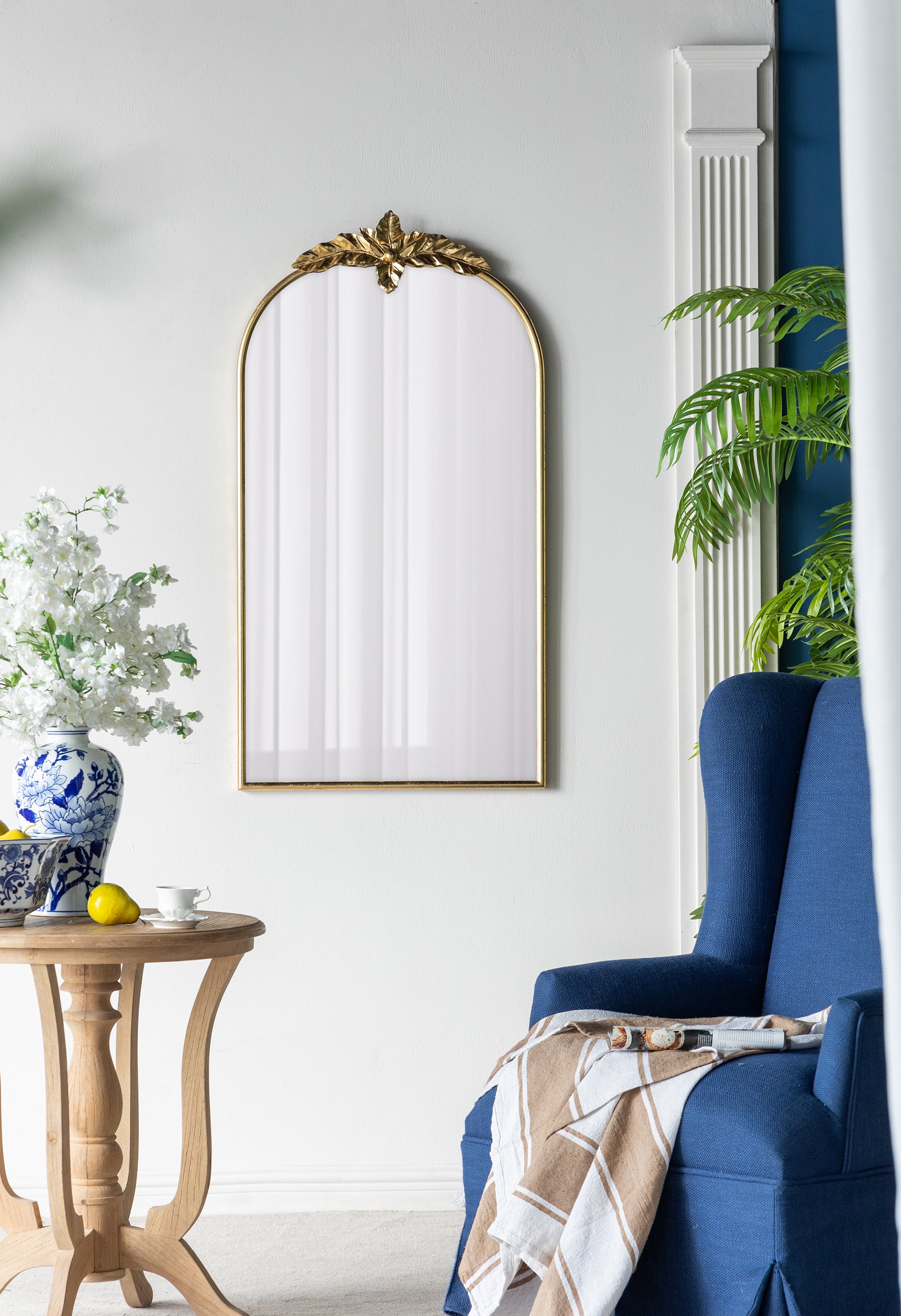 24' x 42' Arched Wall Mirror with Gold Metal Frame, Wall Mirror for Living Room Bedroom Hallway