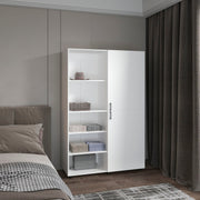 Eco High One Door Freestanding Armoire With Hanging Rod And Interior Shelves, Compact Bedroom Wardrobe, White
