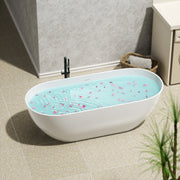 69' Luxury Handcrafted Stone Resin Freestanding Soaking Bathtub with Overflow in Matte White, cUPC Certified - GF-24S03-69MW