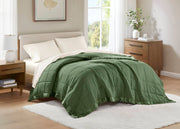 1 PCS Twin Lightweight Down Alternative Blanket with Satin Trim Green