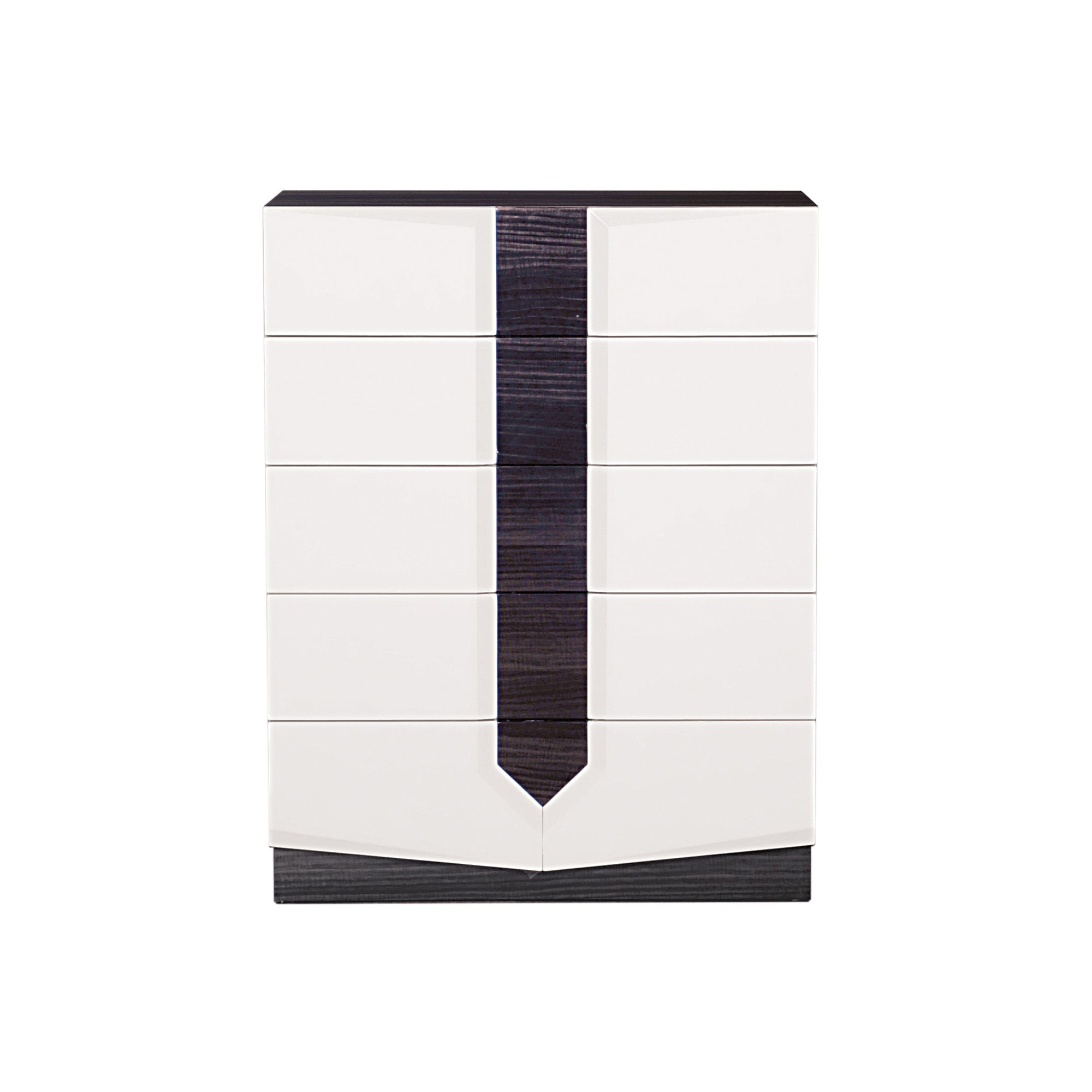 VIOS Modern Zebra White High Gloss Chest with Black Zebrano Detail in MDF, 34.84 x 19.49 x 44.69 inches