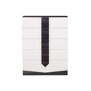 VIOS Modern Zebra White High Gloss Chest with Black Zebrano Detail in MDF, 34.84 x 19.49 x 44.69 inches