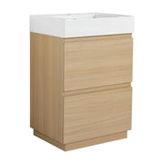 Modern 24' Bathroom Vanities with Single Sink Combo, Oak Finish, Engineered Wood, Double Drawer