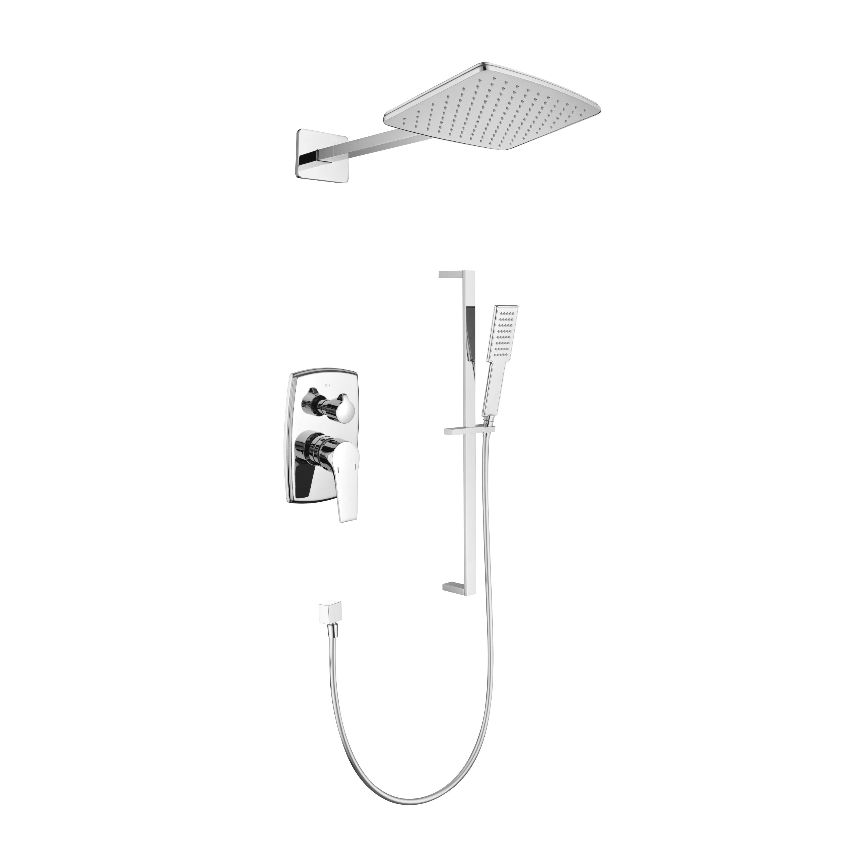 Wall Mounted Waterfall Rain Shower System With 3 Body Sprays & Handheld Shower