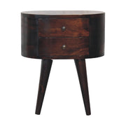 Soild wood Light Walnut Rounded Bedside Table