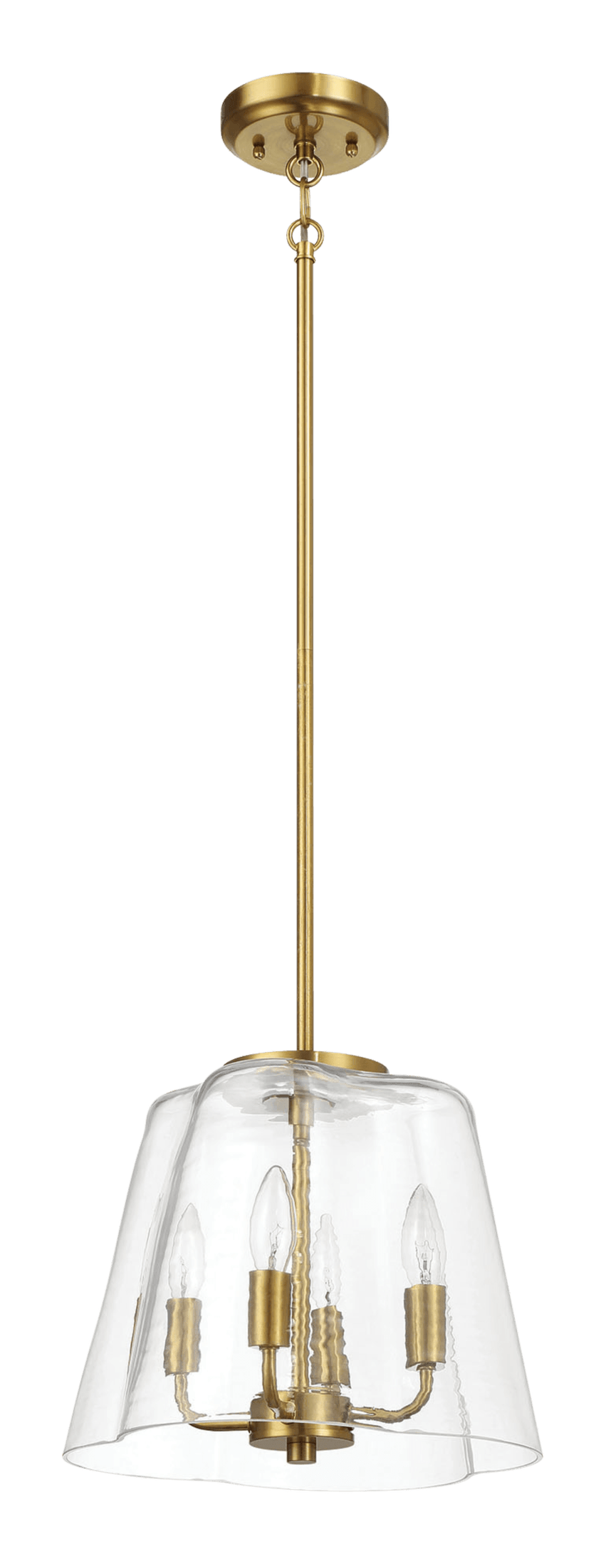 Soiree Four Candle Lights Pendant With Clear Glass - Satin Brass