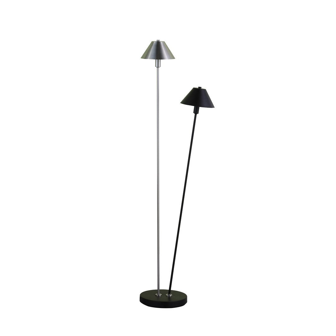 47.5' In Led Double G-9 Matte Powder Black/Silver Redman Brushed Nickel Floor Lamp