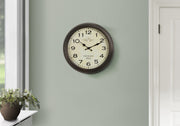 Clocks, 16' Round, Wall Clock, Antique Brown, Transitional
