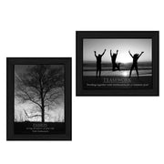 'Passion and Teamwork by Collection' 2-Piece Vignette By Trendy Decor4U, Printed Wall Art, Ready To Hang Framed Poster, Black Frame