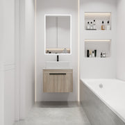 24 ' Modern Design Float Bathroom Vanity With Ceramic Basin Set,  Wall Mounted White Oak Vanity  With Soft Close Door,KD-Packing,KD-Packing,2 Pieces Parcel(TOP-BAB110MOWH)