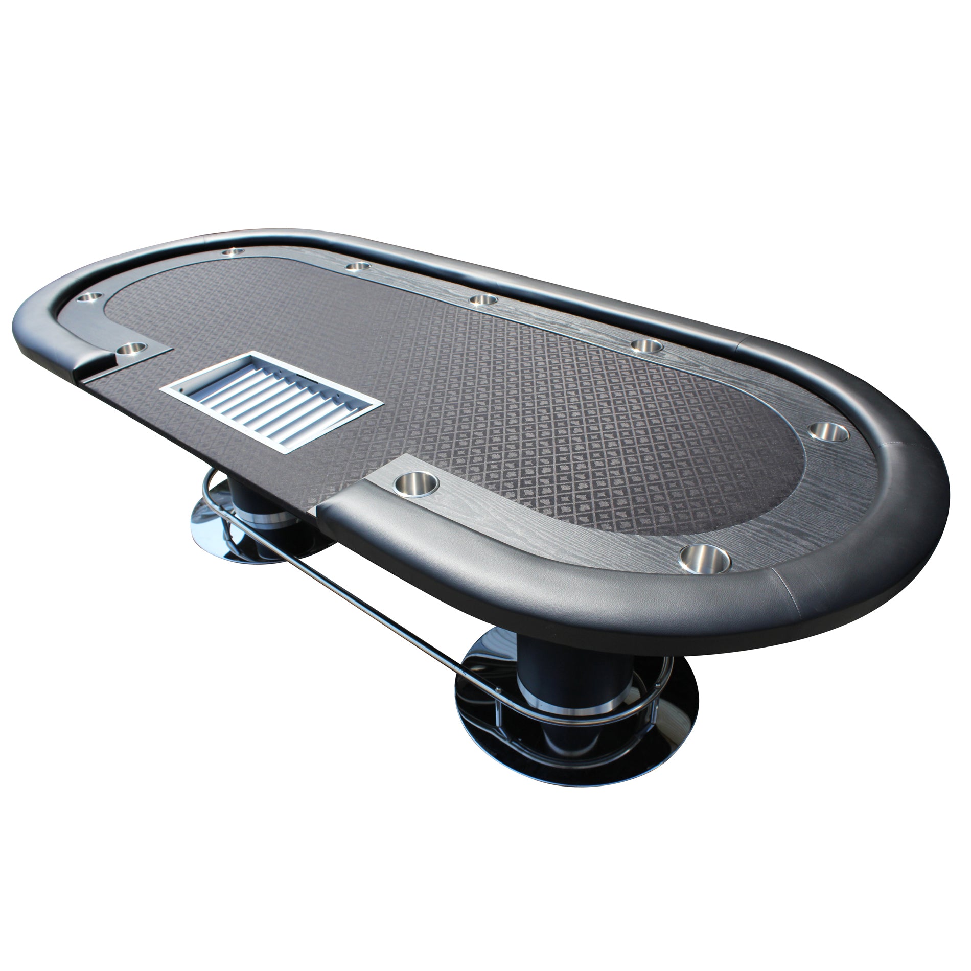 96' Poker Table for Casino Game Texas Holdem Oval Black Waterproof Felt with Racetrack