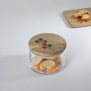 Leafy Twig Glass Jar/Container with Wooden Lid-700 ml