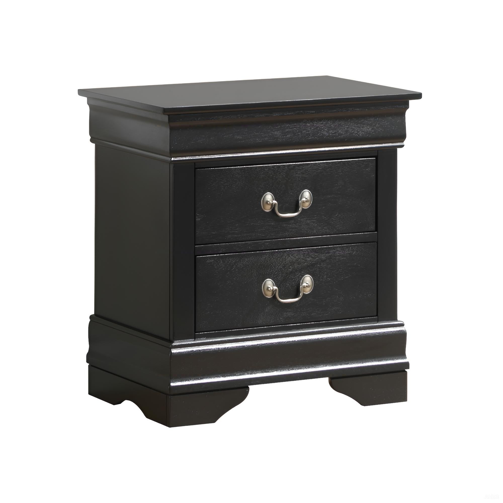 Chic Modern Nightstand with Storage - Black Particle Board - 24''H x 22''W x 16''D