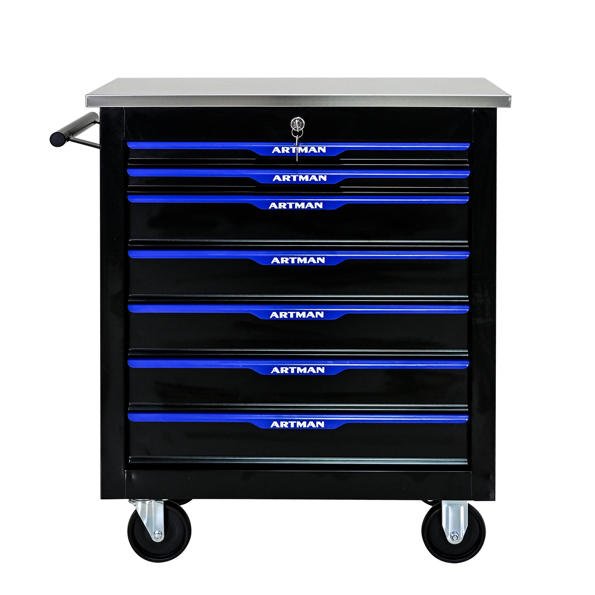 7-Drawer Multifunctional Tool Cart with Wheels - Black & Blue