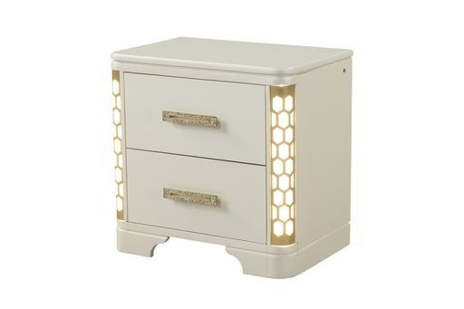 Jasmine Nightstand with side LED lightning made with Wood in Beige same as 659436215054 (CA inventory)