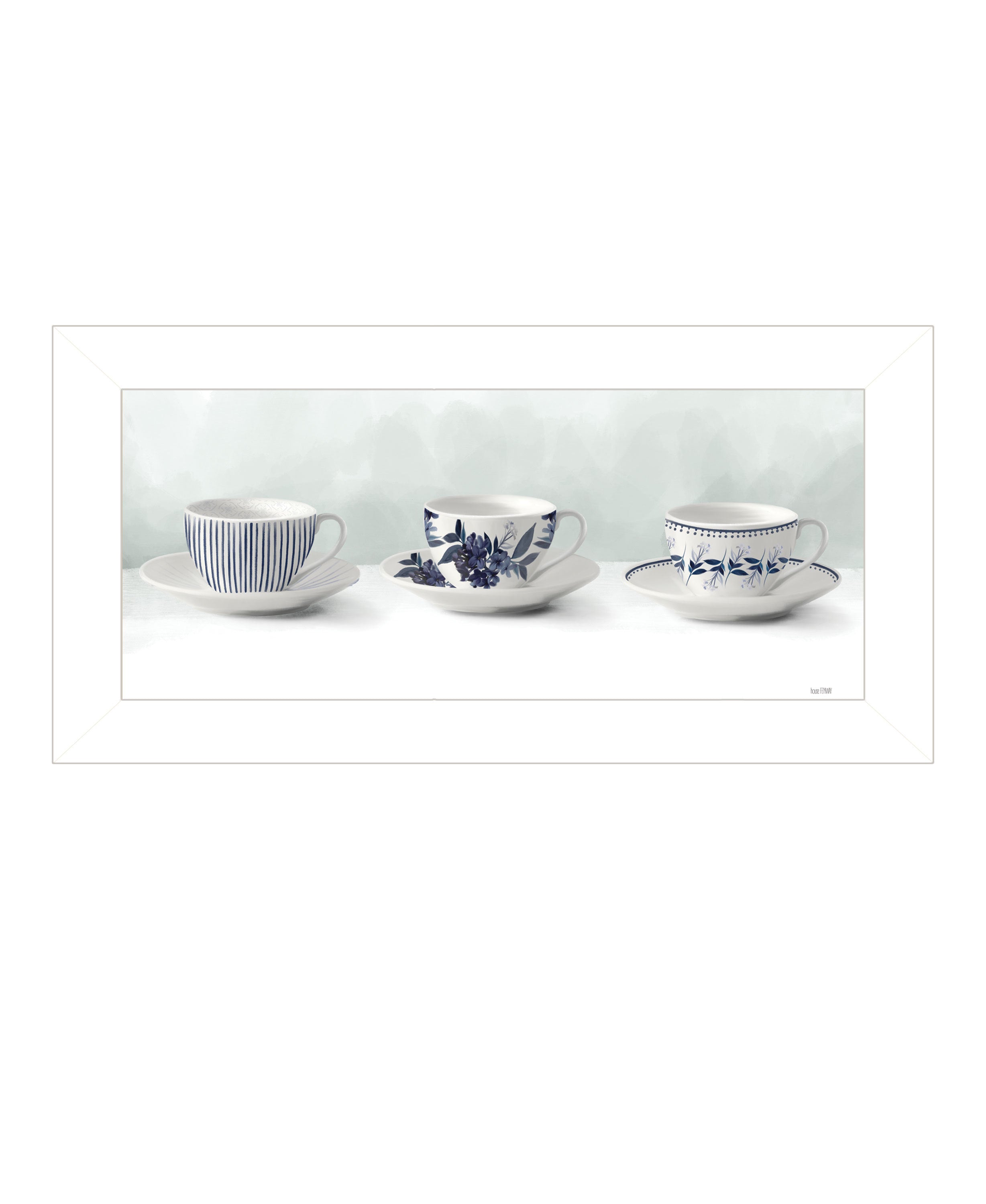 'Cups  & Saucers' by House Fenway, Ready to Hang Framed Print, White Frame