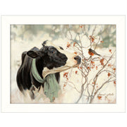 'The Winter Robin' by Bonnie Mohr, Ready to Hang Framed Print, White Frame