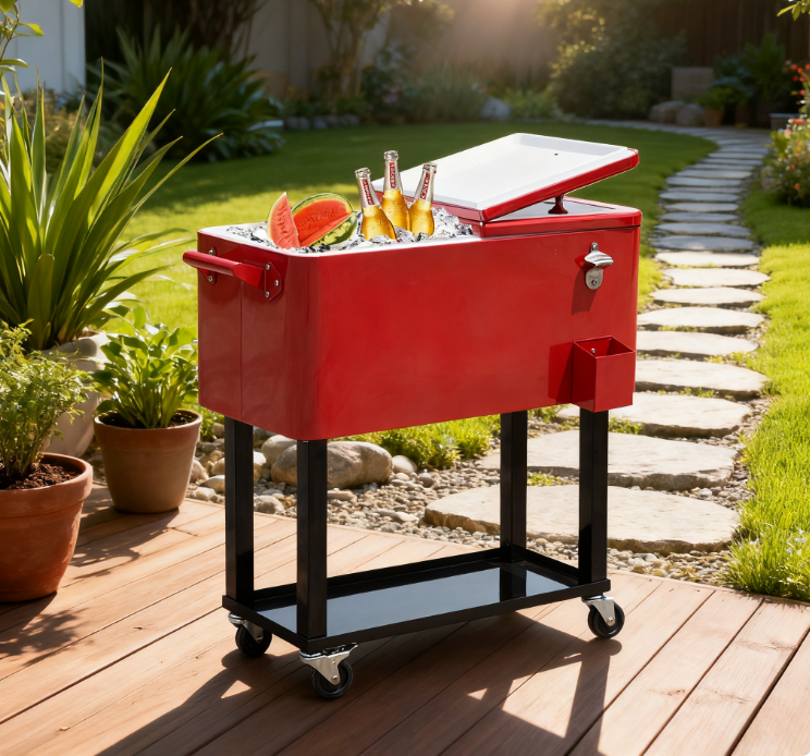 Rolling Cooling Bins Ice Chest on Wheels Outdoor