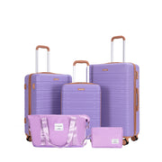 5-Piece Hard Case Spinner Wheels ABS Luggage Sets with TSA Lock in Lilac