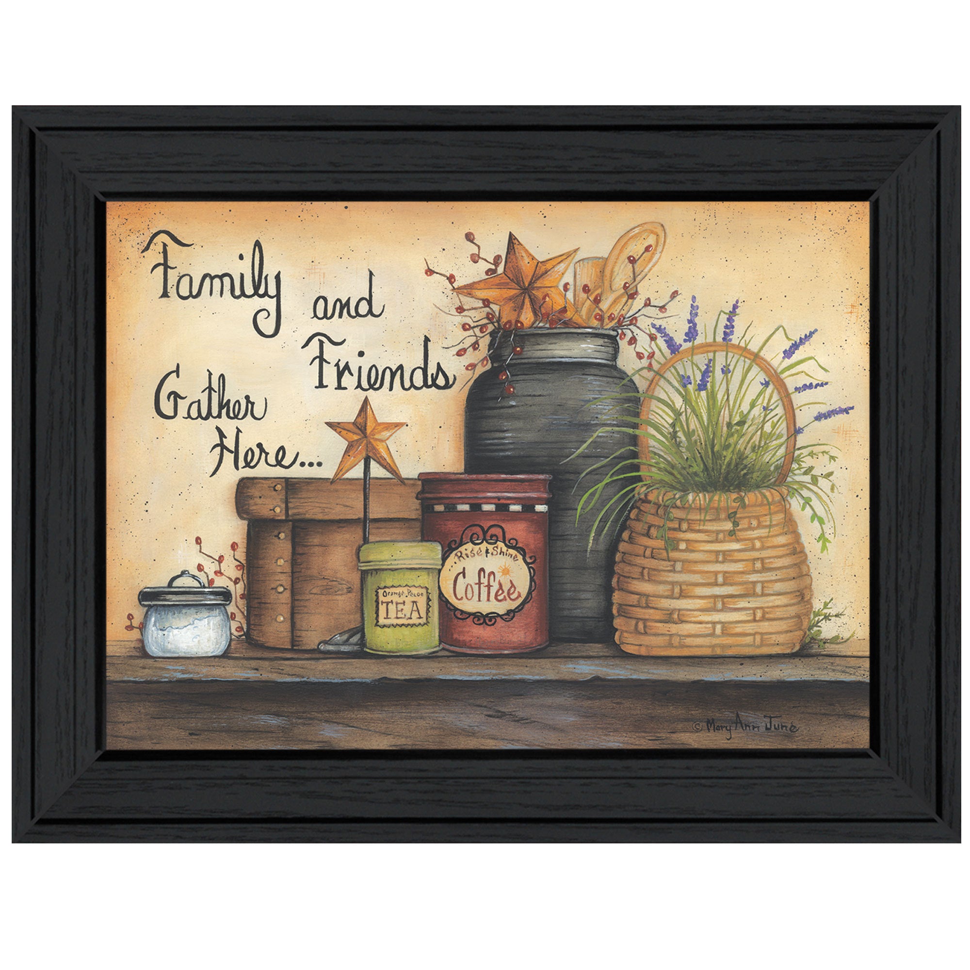 'Family and Friends' By Mary June, Ready to Hang Framed Print, Black Frame