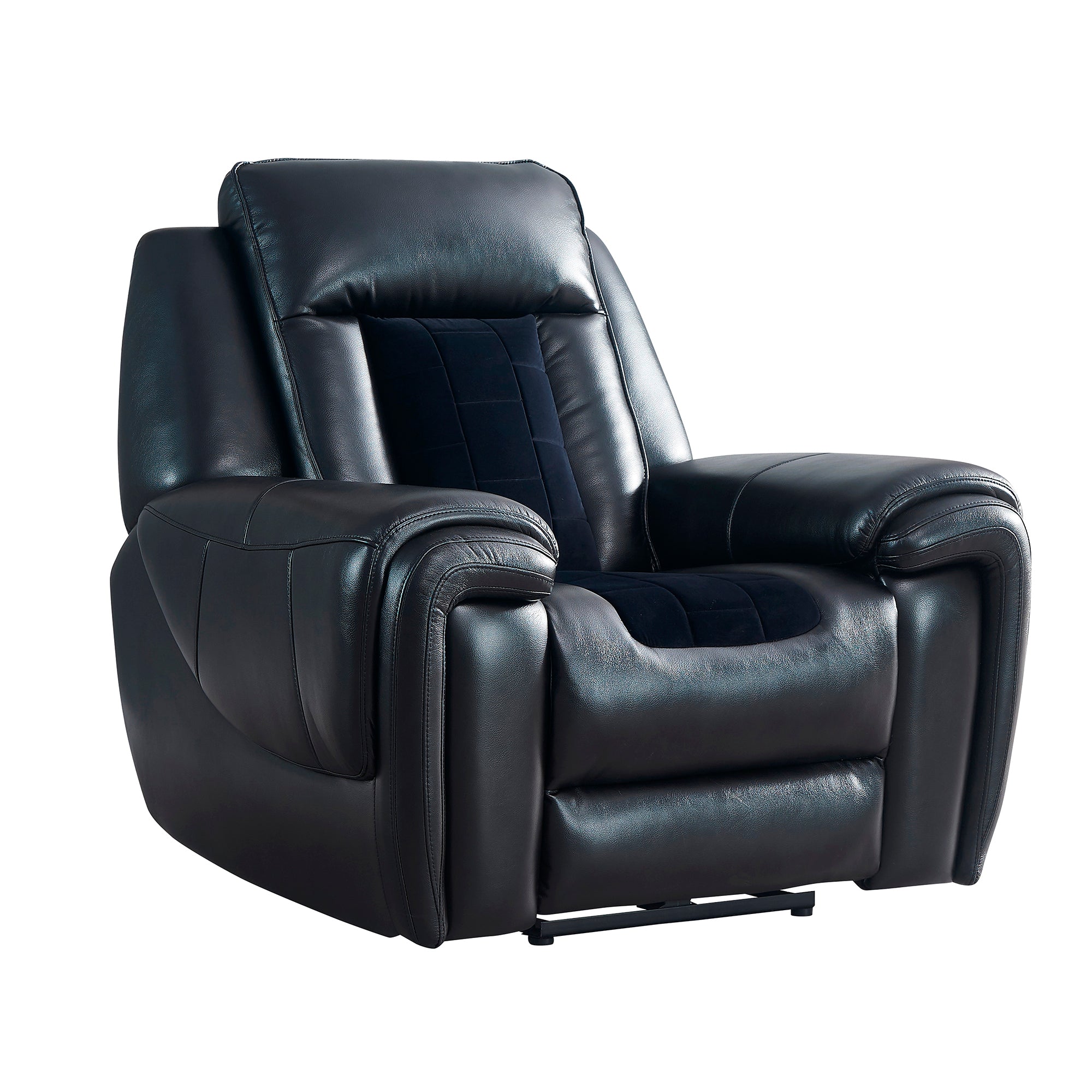Clark Blanche Black Velvet Power Recliner with LED Lighting and Polyester Fabric