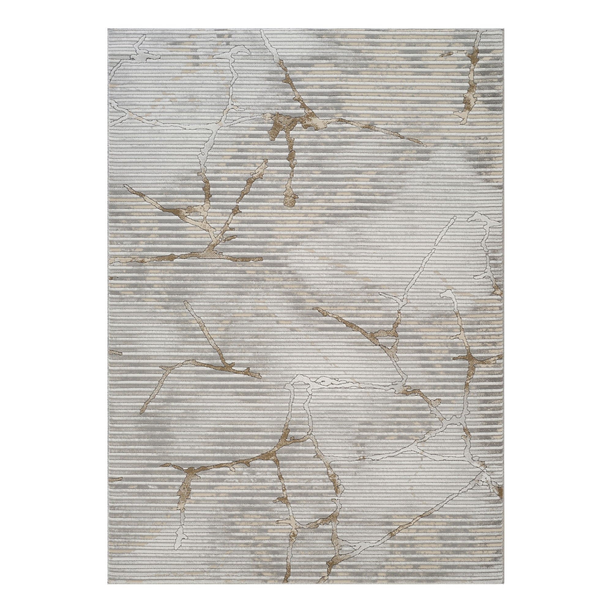 Geometrix GC_DIM1005 Gray/Gold 5 ft. 3 in. x 7 ft. 3 in. Contemporary Area Rug with Geometric 3D Effect