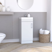 Madrid 16' Bathroom Vanity Single Door, Resin sink and faucet White