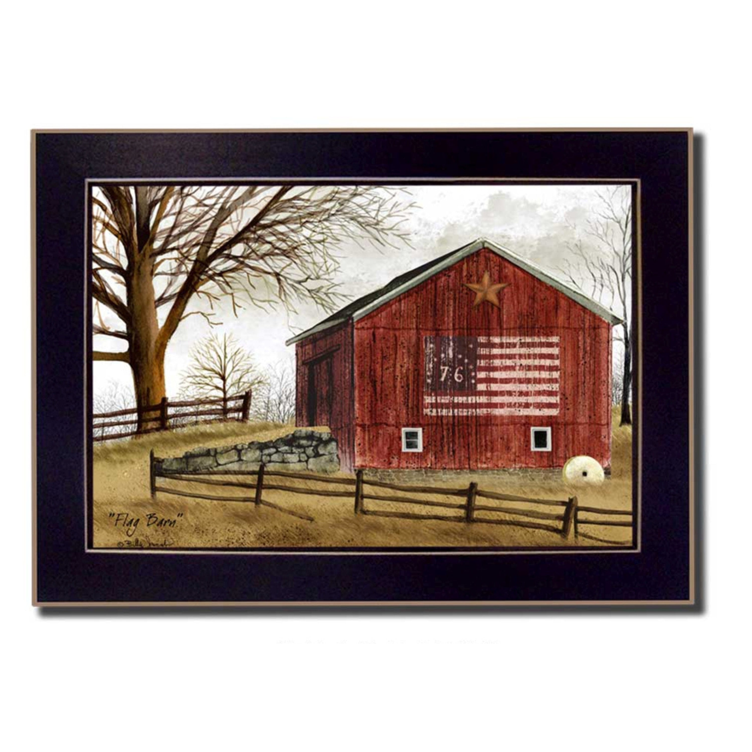 'Flag Barn' By Billy Jacobs, Printed Wall Art, Ready To Hang Framed Poster, Black Frame