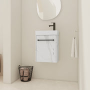 16'' Floating Wall-Mounted Bathroom Vanity with Ceramic Sink & Soft-Close Cabinet Door, For Small Bathroom