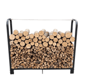 Artibear Firewood Rack Stand 4ft Heavy Duty Logs Holder for Outdoor Indoor Fireplace Metal Wood Pile Storage Stacker Organizer, Matte Black