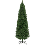 HOMCOM 7ft Pencil Christmas Tree, Unlit Artificial Christmas Tree Slim Douglas Fir Xmas Tree with Realistic Branches, Halloween Tree with 818 Tips, Green