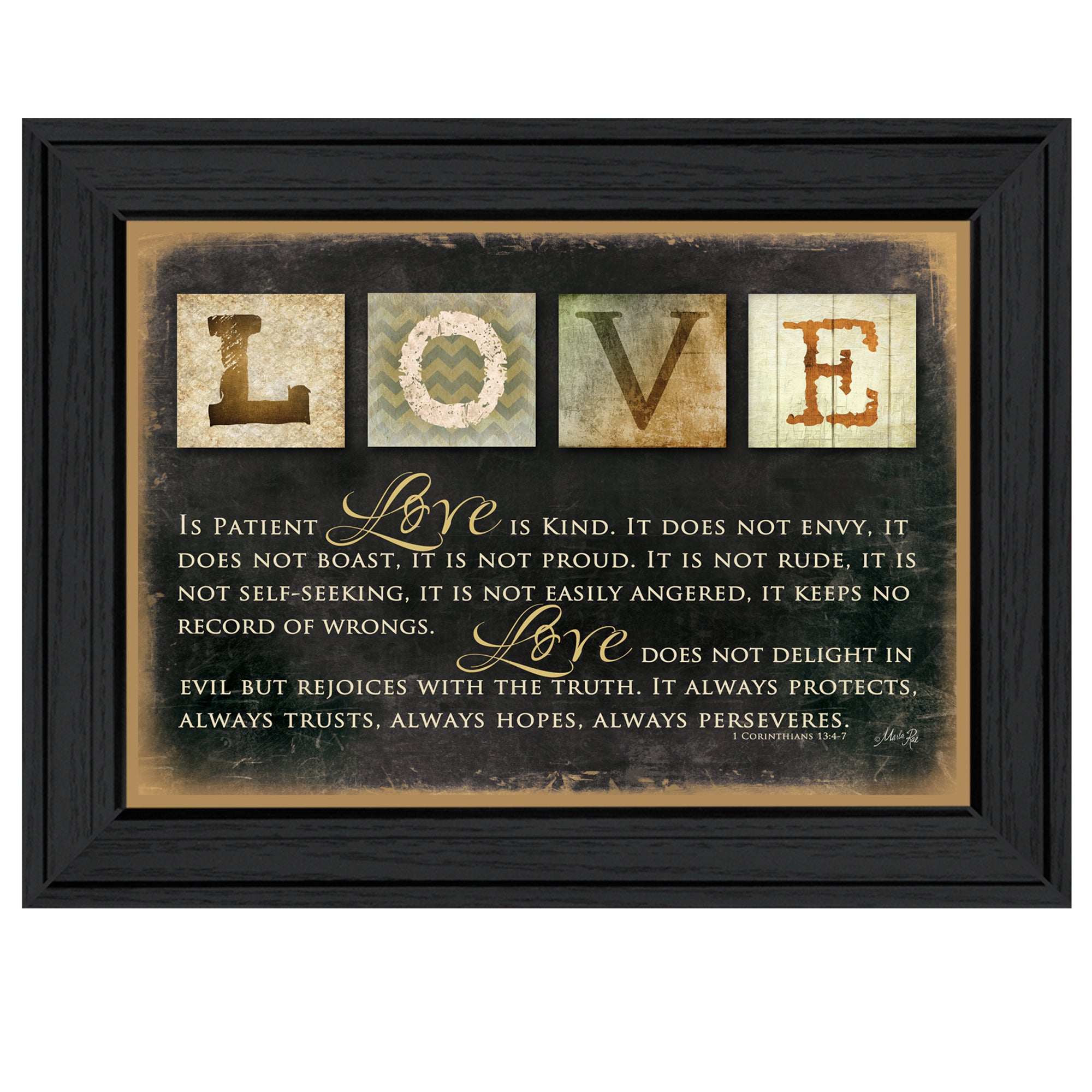 'Love' By Marla Rae, Printed Wall Art, Ready To Hang Framed Poster, Black Frame