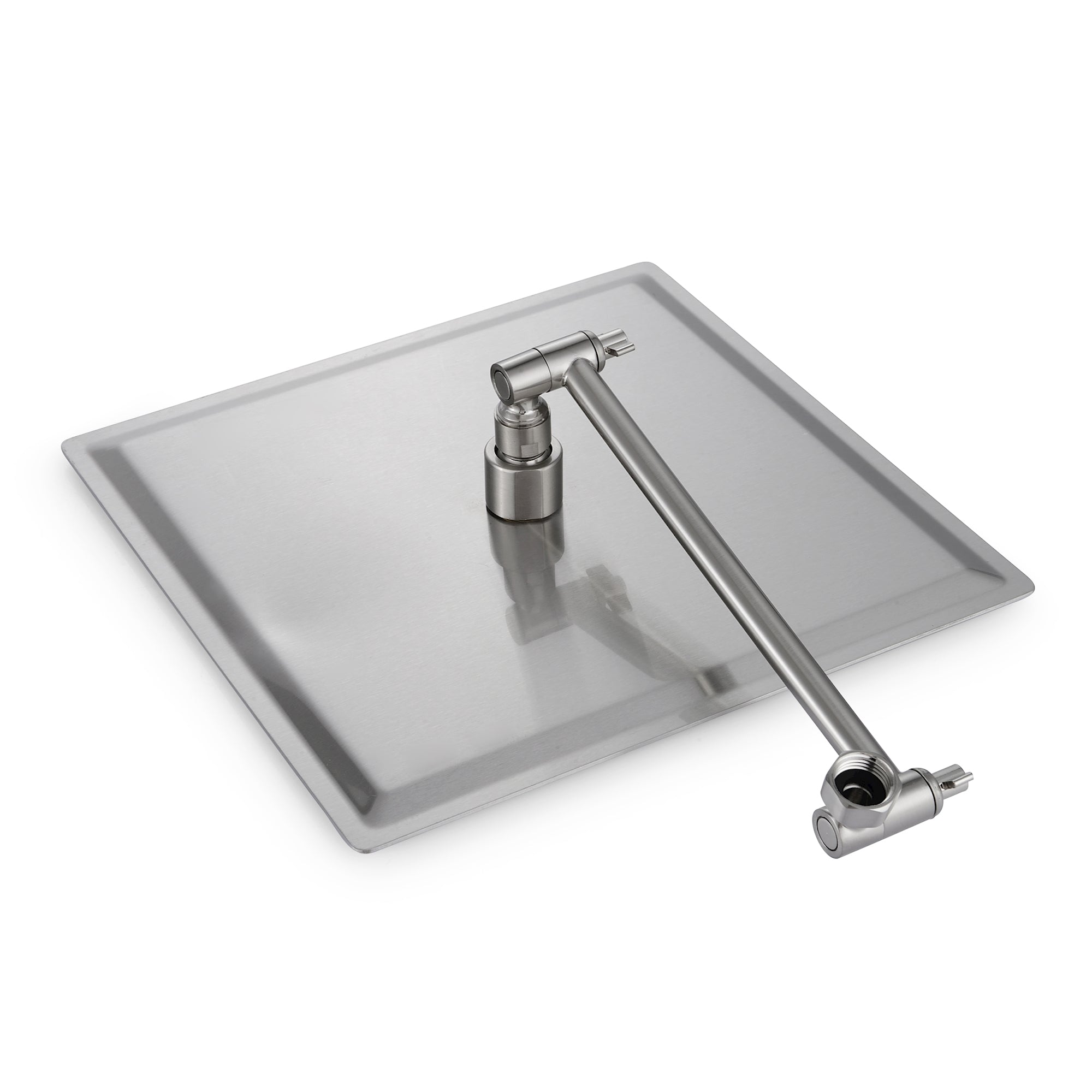 Luxury Rain Shower Head with Adjustable Arm, Brushed Nickel, 10 Inch Square, Stainless Steel