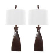 Curvo 30' Contemporary Polyresin Table Lamp in Copper Bronze Polyresin with Natural Linen Shade from Grandview Gallery by LumiSource - Set of 2