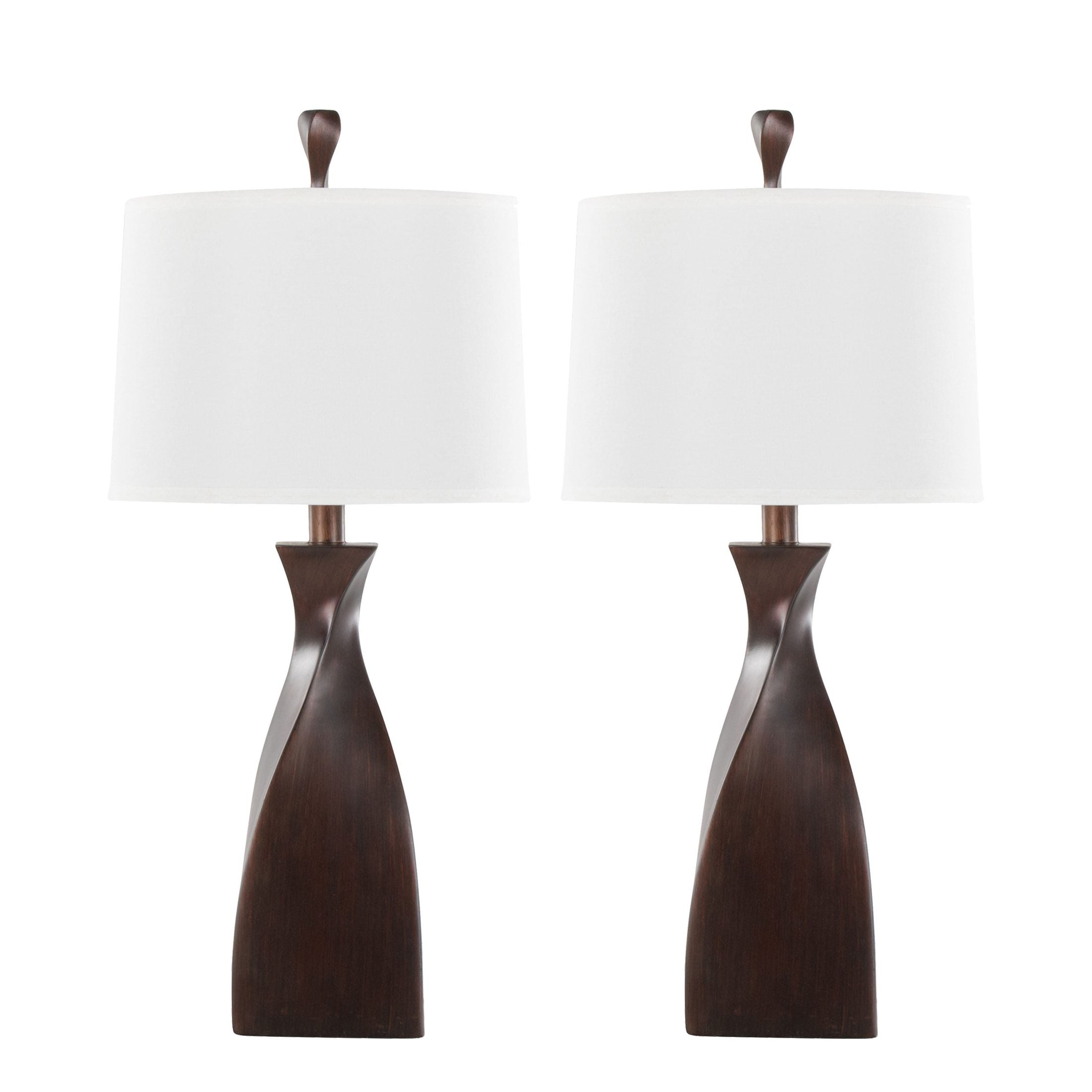 Curvo 30' Contemporary Polyresin Table Lamp in Copper Bronze Polyresin with Natural Linen Shade from Grandview Gallery by LumiSource - Set of 2