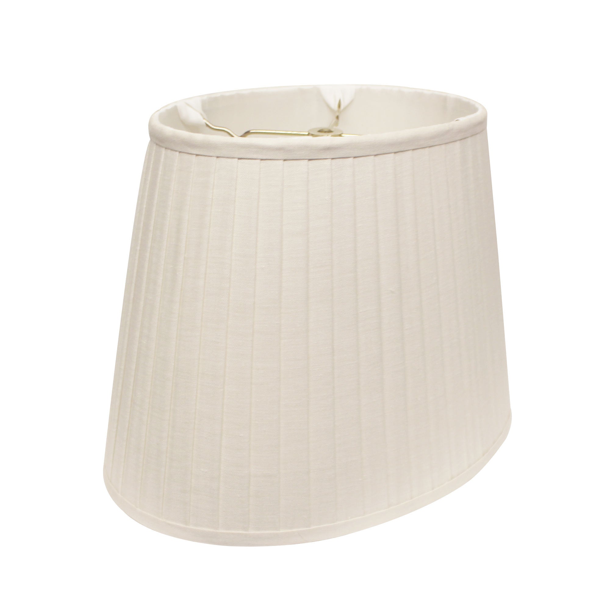 Slant Linen Oval Side Pleat Softback Lampshade with Washer Fitter, White