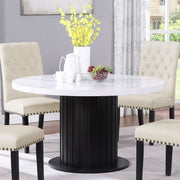 Sherry Rustic Espresso Round Marble Top Dining Table