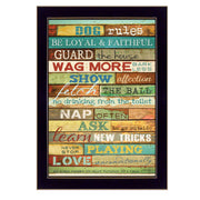 'Dog Rules' By Marla Rae, Printed Wall Art, Ready To Hang Framed Poster, Black Frame