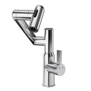 Chrome Bathroom Sink Faucet with Spray Function and Temperature Display, Anti-Skid Switch, 360° Rotary, Brass Material