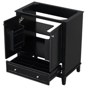 30' Bathroom Vanity without Sink, Base Only, Multi-functional Bathroom Cabinet with Doors and Drawer, Solid Frame and MDF Board, Black