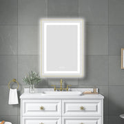 24' x 32' LED Bathroom Mirror with Front and Backlight, Wall Mounted Vanity Mirror with Aluminum Frame, Anti-Fog, Memory, 3 Colors, Stepless Dimmable