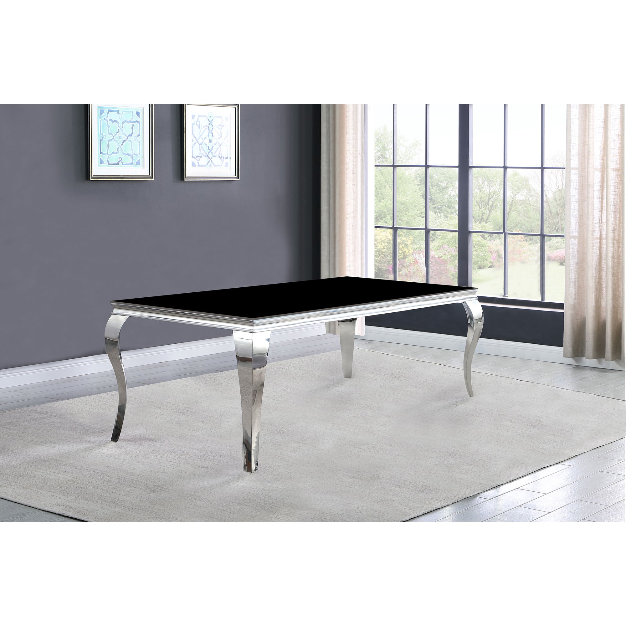 Belt Black and Mirrored Dining Table