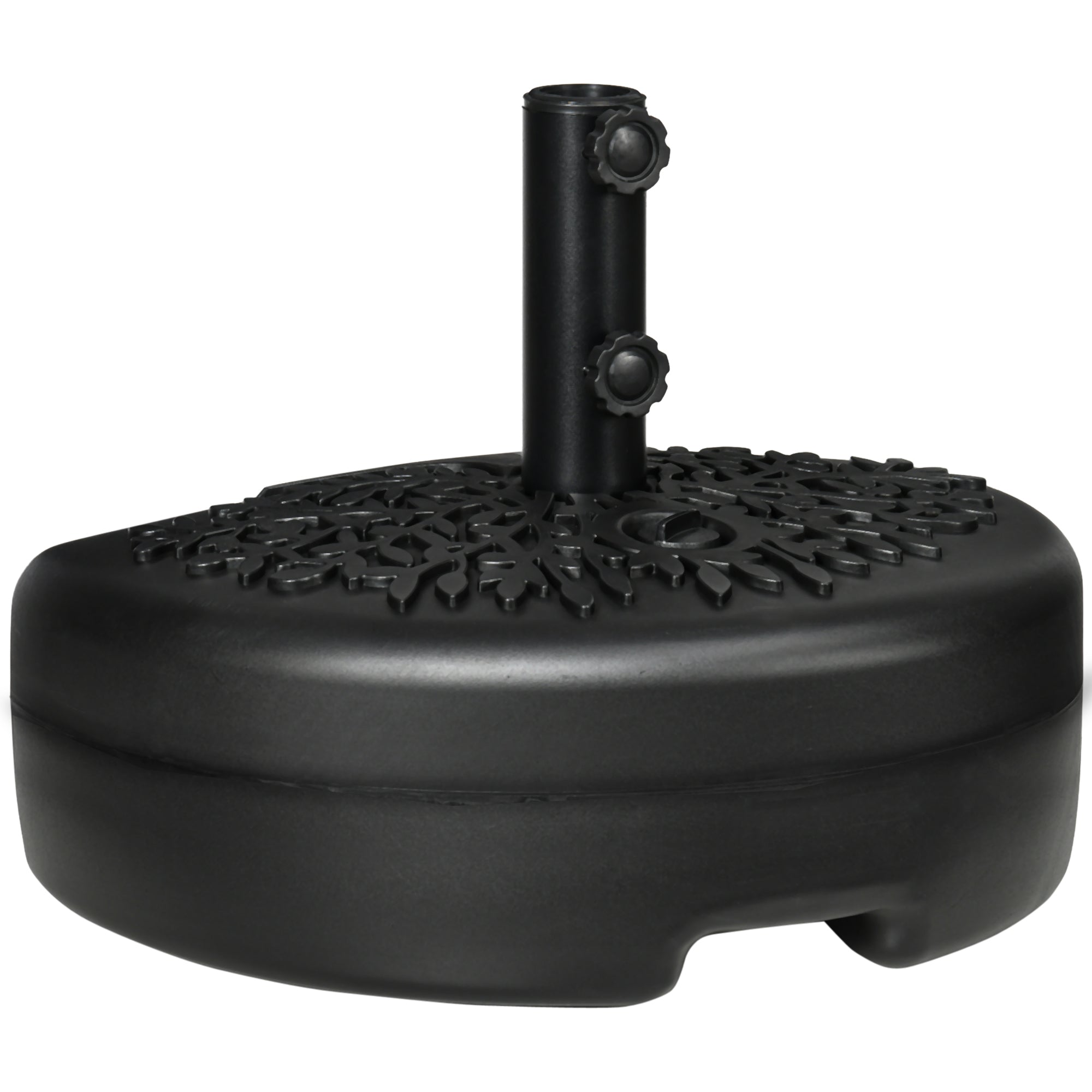 Outsunny Half Round Umbrella Base, Sand or Water Filled Half Patio Umbrella Stand Holder for Lawn, Deck, Backyard and Garden, 40lb Capacity Water or 46lb Capacity Sand, Fit 1.5'or 2' Pole, Black