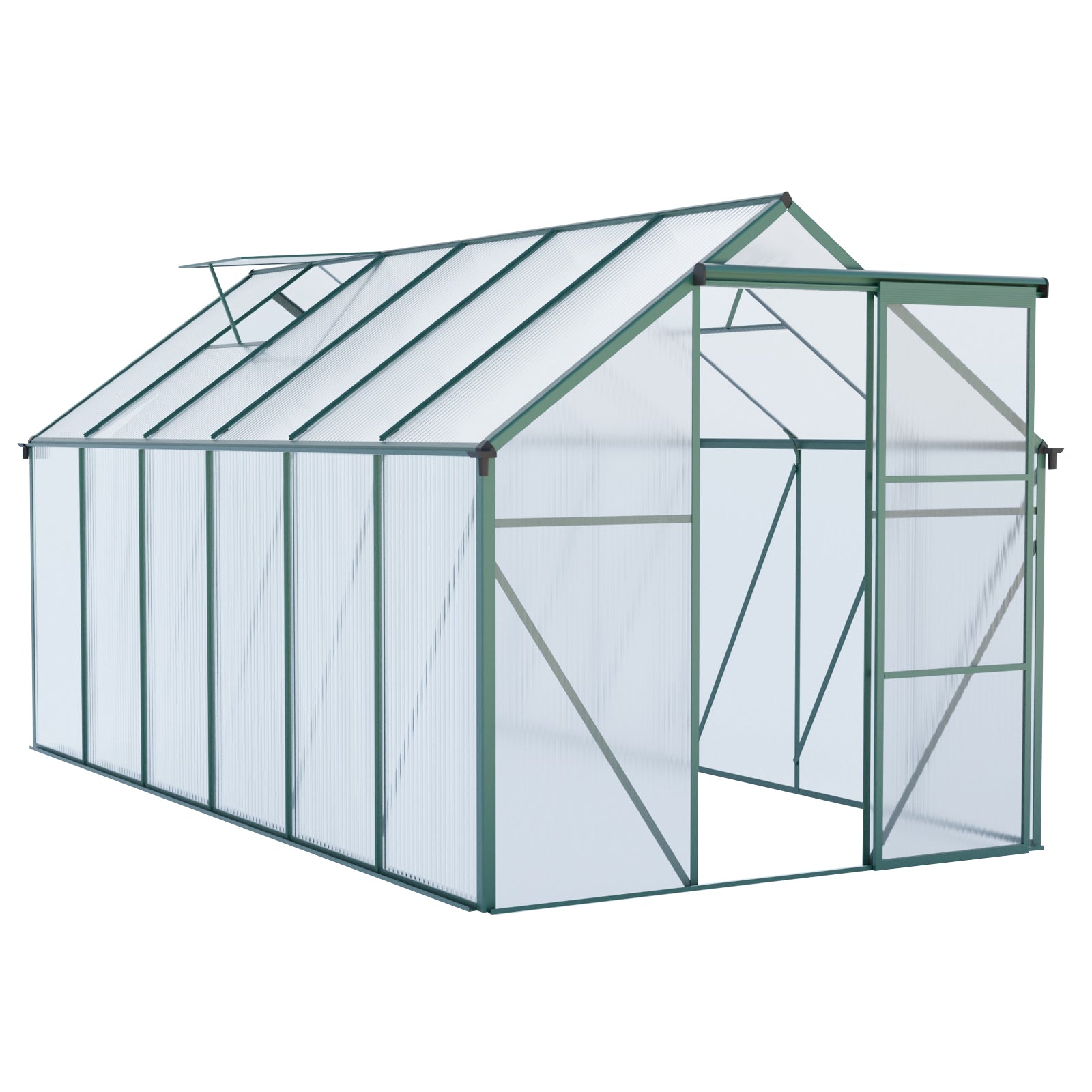 Heavy Duty Polycarbonate Walk-in Greenhouse with Raised Base and Anchor for Outdoor Use in All Seasons