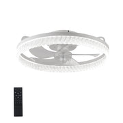 19' White Feather Bedroom Fan light with Remote Control, Dimmable, 7 Blades, Reversible DC Motor, with LED Light